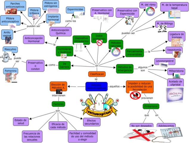 mapa conceptual de metodos anticonceptivos quimicos